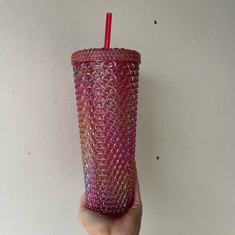 brand new studded red cup tumbler iridescent